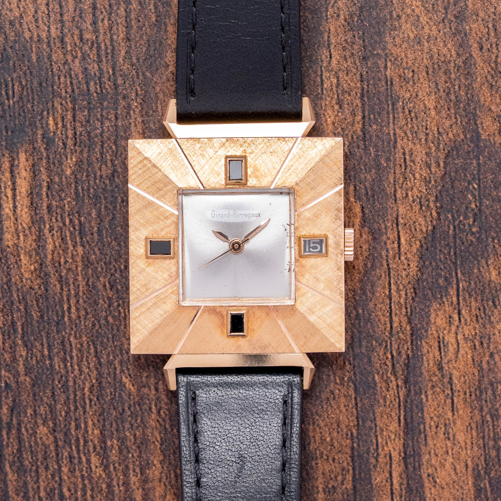 1960s Girard-Perregaux 18ct Pink Gold Square Art Deco Auto