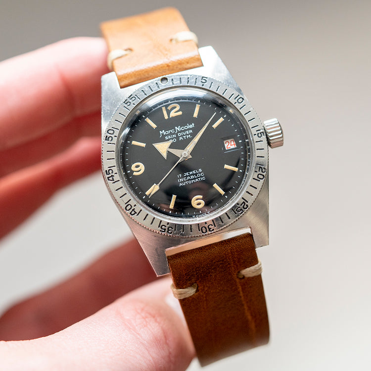 1960s Marc Nicolet Skin Diver Date Automatic ETA 2472 36mm - vault