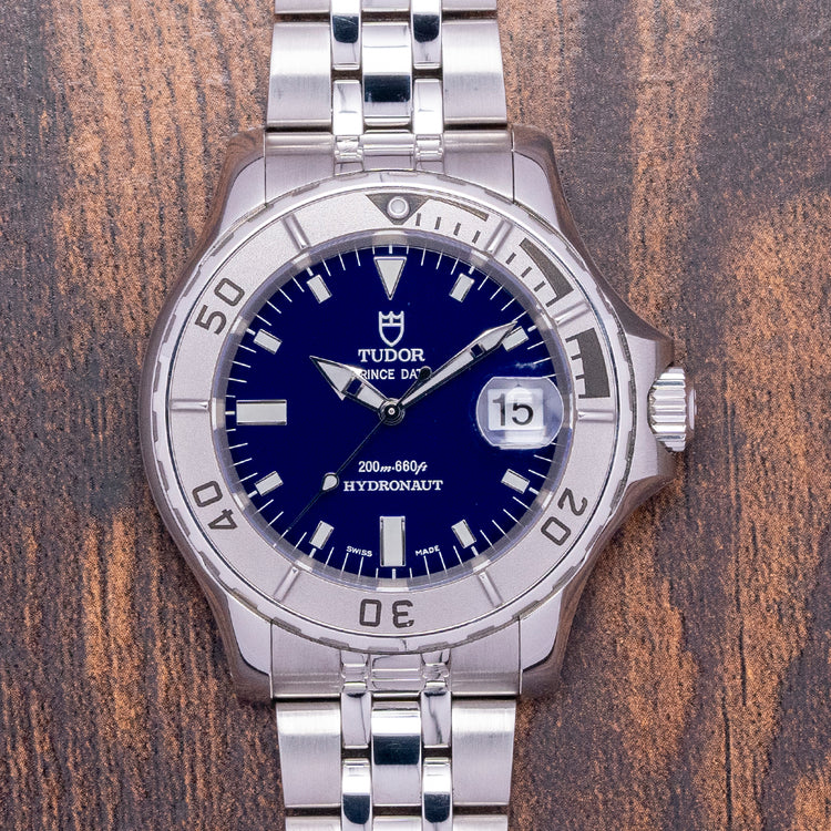 2000s Tudor Prince Date Hydronaut Blue Dial 41mm 89190P