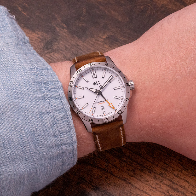 2022 Christopher Ward C63 Sealander GMT White on Strap