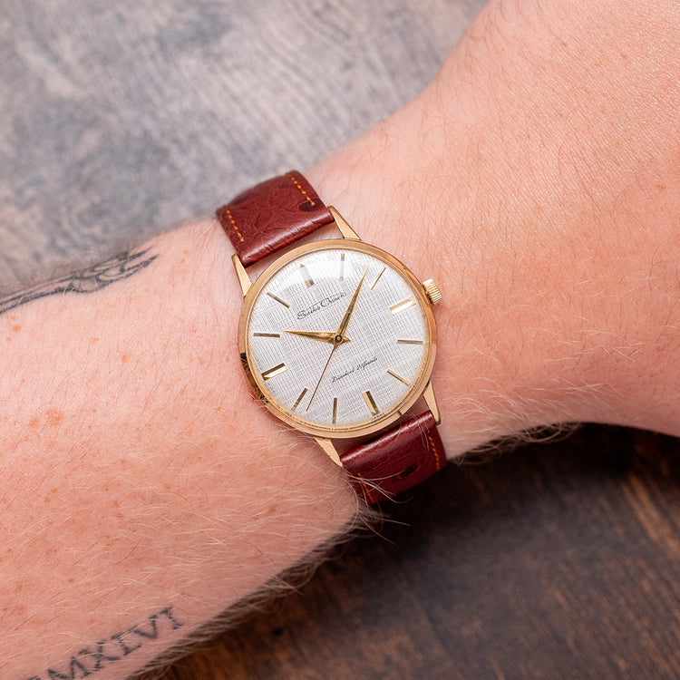 1960s Seiko Crown Textured Dial Gold-Plated 35mm 15002
