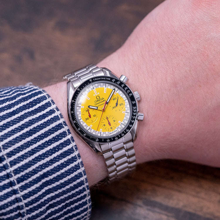 1998 Omega Speedmaster Reduced "Schumacher" Yellow Box & Papers 3510.12.00