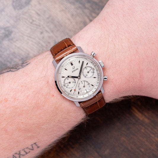 1970s Enicar 'Garnix' Chronograph Silver Dial Valjoux 72 36.5mm