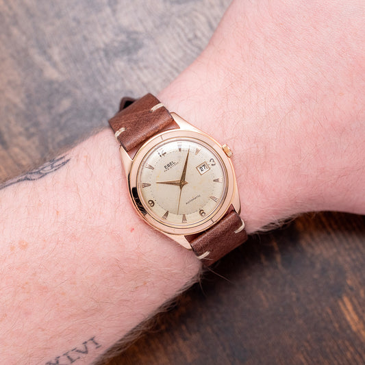1950s Ebel Automatic Date 18ct Pink Gold Dress Watch 36mm