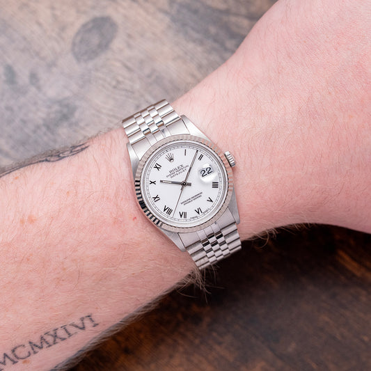 1995 Rolex Datejust 36mm White Tritium Roman Dial 16234