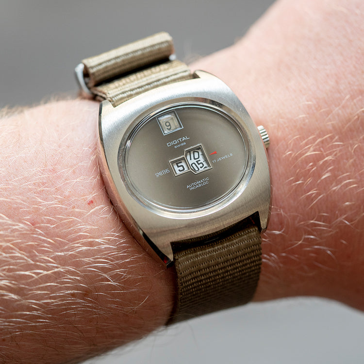 1970s Smiths Automatic Digital Jump Hour Gradient Dial - vault