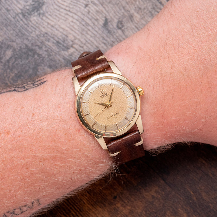 1954 Omega Seamaster Automatic Waffle Gold Capped 34mm 2846-3 SC