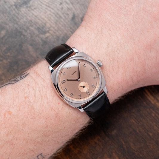 2021 Fears Brunswick Salmon Dial 38mm Exhibition Back