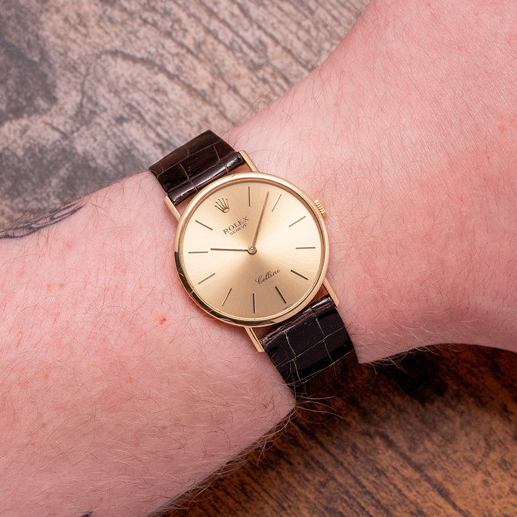 Unpolished 1990 Rolex Cellini 18ct Gold 5112/8 Box & Papers