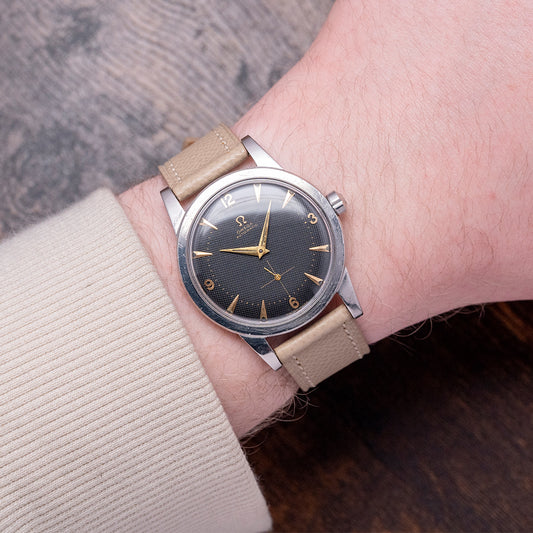 1950 Omega Black Waffle Bumper Automatic Jumbo 36mm 2493-8