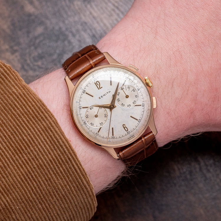 1950s Zenith 'Stellina' 18ct Pink Gold 37mm Oversized 156 D
