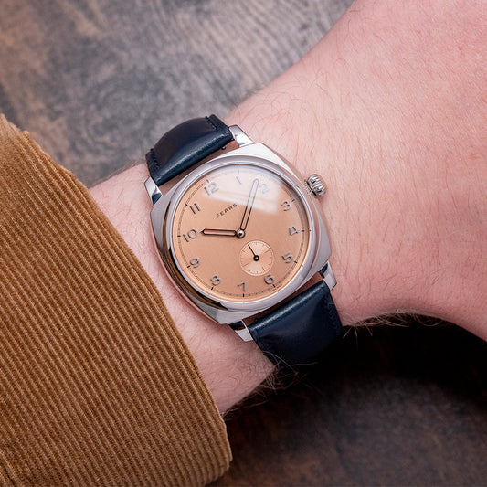 2022 Fears Brunswick Salmon Dial 38mm Exhibition Back