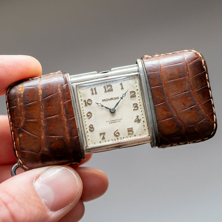 1920s Movado Ermeto 'Chronometre' Silver 'Sliding Doors' Watch - vault