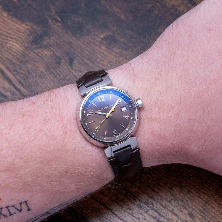 2018 Louis Vuitton Tambour Brown Quartz 34mm Q1311