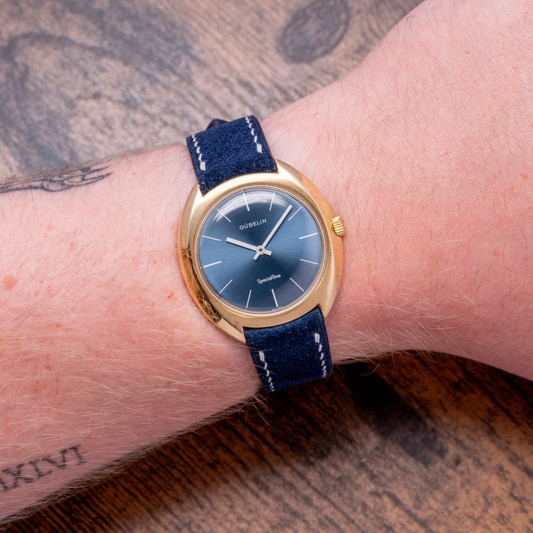 1976 Gübelin 18ct Gold Special-Time Blue Dial 36.5mm