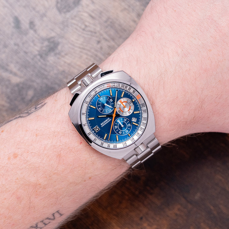 2025 Richurus Bullhead Chrono Quartz Blue on Bracelet 43.5mm