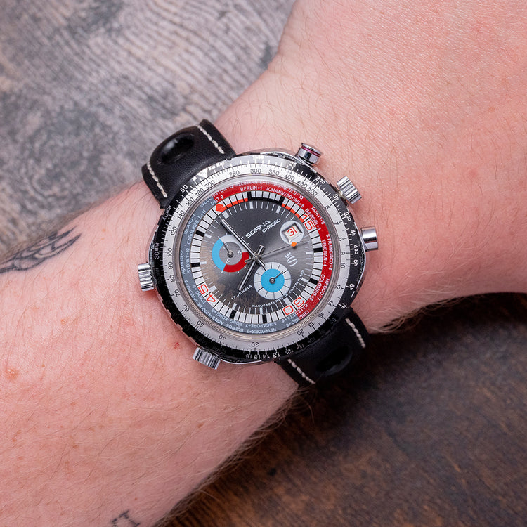 1970s Sorna Chronograph World Time 46mm Mechanical