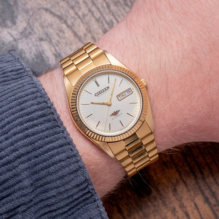 1980s Citizen Eagle 7 Yellow Gold Plated Automatic 36mm