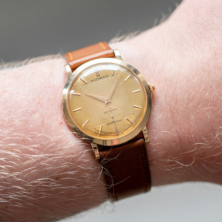 1950s Movado Gentleman Bumper Automatic 18ct Pink Gold - vault