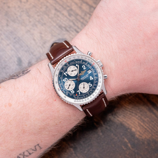 1990s Breitling Old Navitimer II Automatic Blue Arabic 41mm A13022