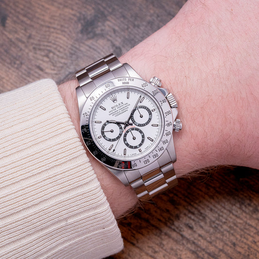 1998 Rolex Zenith Daytona White 40mm 16520 on Bracelet