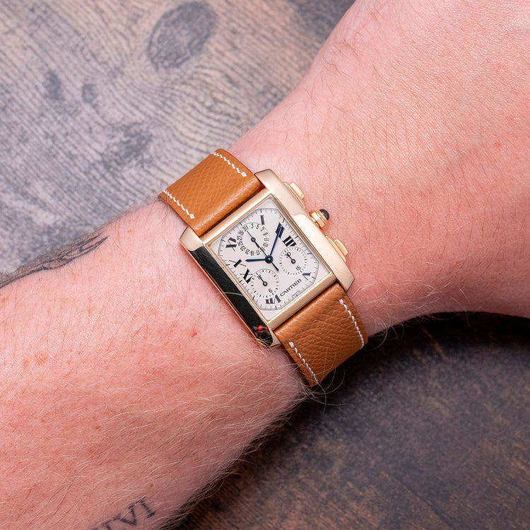2000s Cartier Tank Française Quartz Chrono 18ct Gold 1830