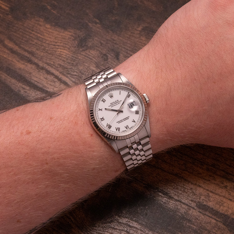 1995 Rolex Datejust 36mm White Roman Dial 16234