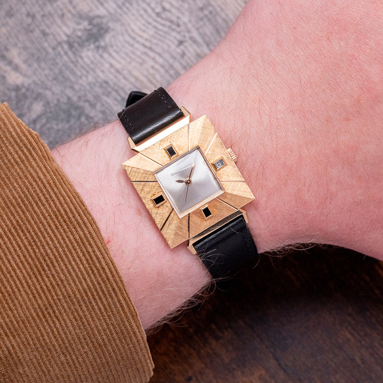 1960s Girard-Perregaux 18ct Pink Gold Square Art-Deco Auto
