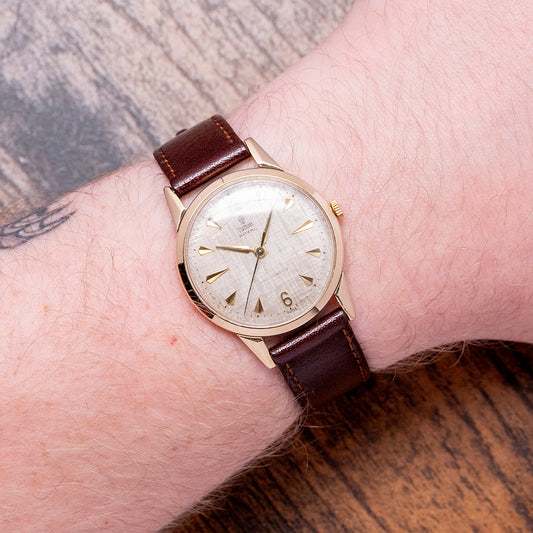 1962 Tudor Royal 9ct Gold Linen Dial 32mm Mechanical