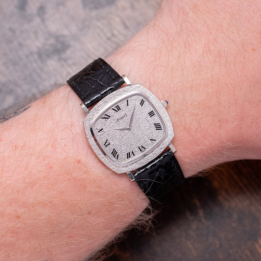 1970s Piaget Black Tie Emperador TV 18ct White Gold 9434
