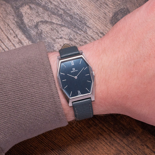 1977 Zenith Manually Wound "Tank" Blue Dial 01.0640.171