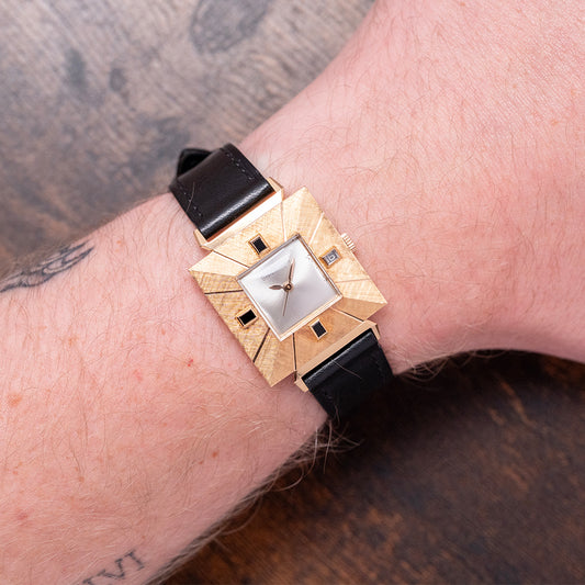 1960s Girard-Perregaux 18ct Pink Gold Square Art Deco Auto