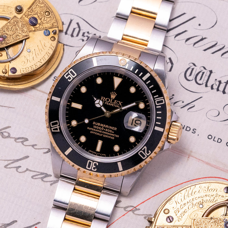 1991 Rolex Submariner Steel & Gold Black Dial/Bezel 16613
