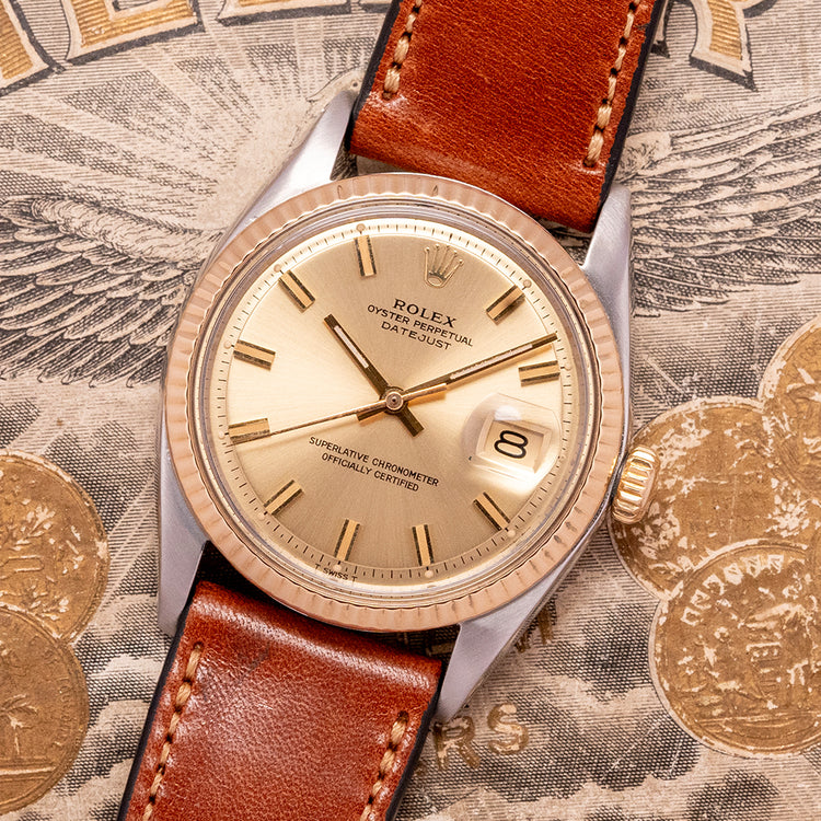 1975 Rolex Datejust 36mm Steel & Gold Champagne Dial 1601