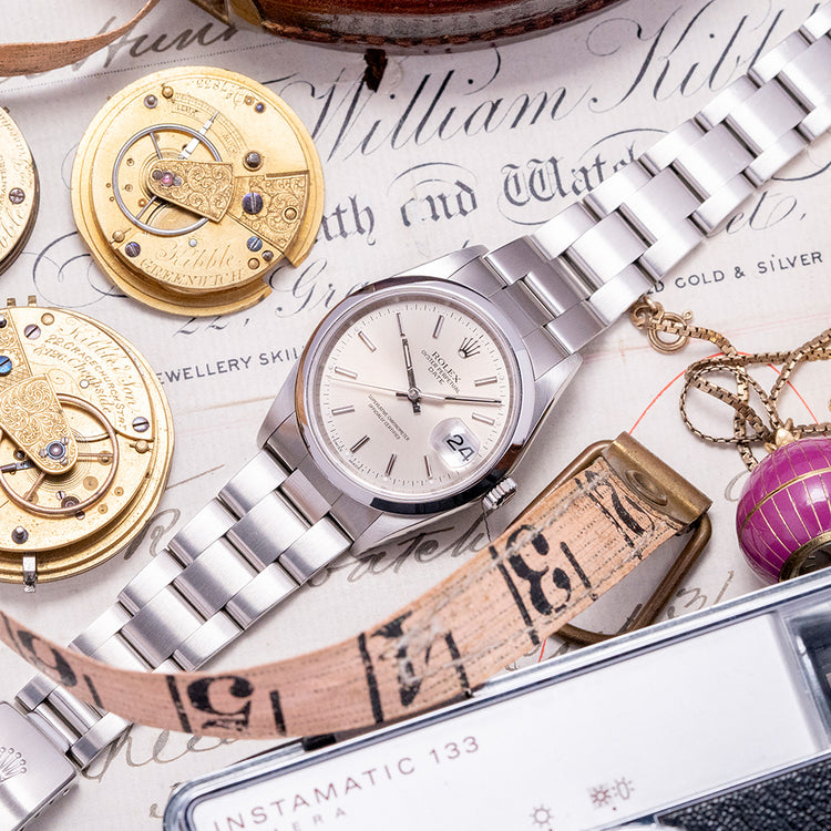 2002 Rolex Oyster Perpetual Date Silver Dial 34mm 15200