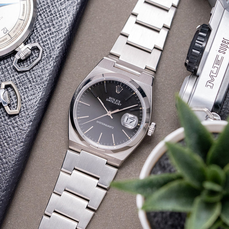 1978 Rolex Datejust Oyserquartz Black Dial 36mm 1st Series 17000