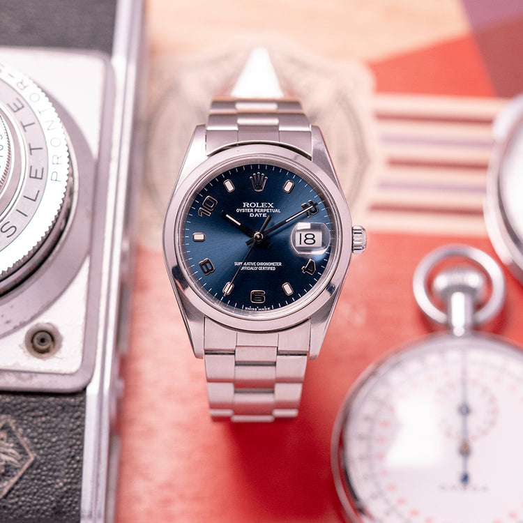 2000 Rolex Oyster Perpetual Date 15200 Blue Arabic