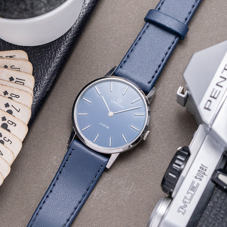 1970s Certina Jubile Blue Dial Manual Cal. 396 Steel 34mm