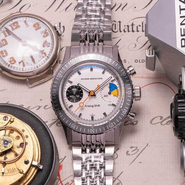 Unworn Nivada Grenchen x Analog:Shift Chronomaster 'Big Eye'