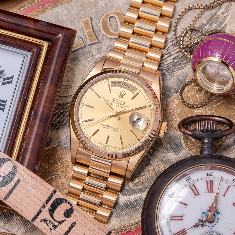 1986 Rolex Day-Date 36mm Champagne Dial 18038
