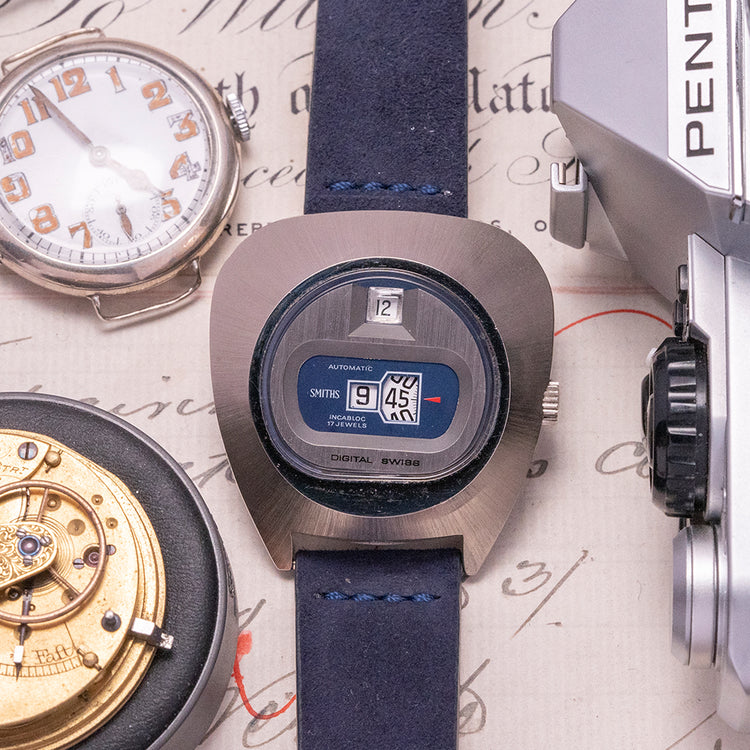 1970s Smiths Automatic "Digital" Jump Hour Funky Case