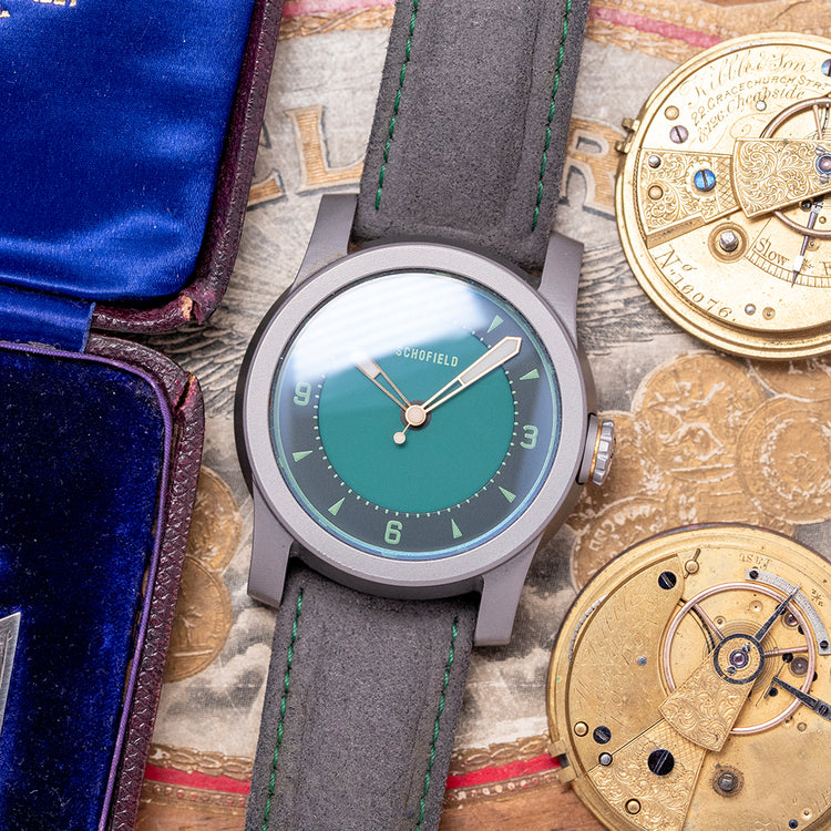 2020 Schofield Strange Lights Not Quite Green Titanium 44mm