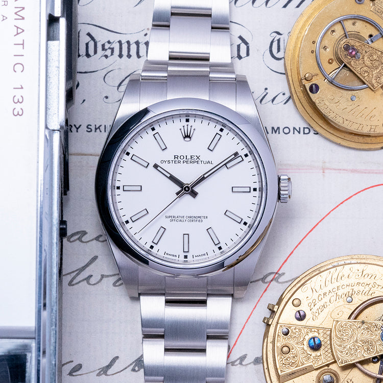 2020 Rolex Oyster Perpetual 39mm White Dial 114300