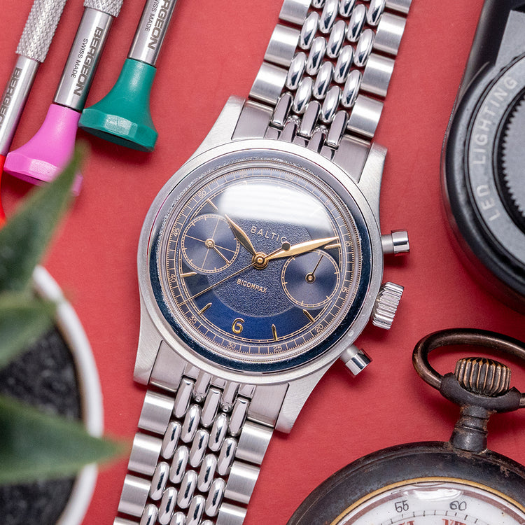 2024 Baltic Bicompax 003 Blue Gilt Chronograph 36.5mm
