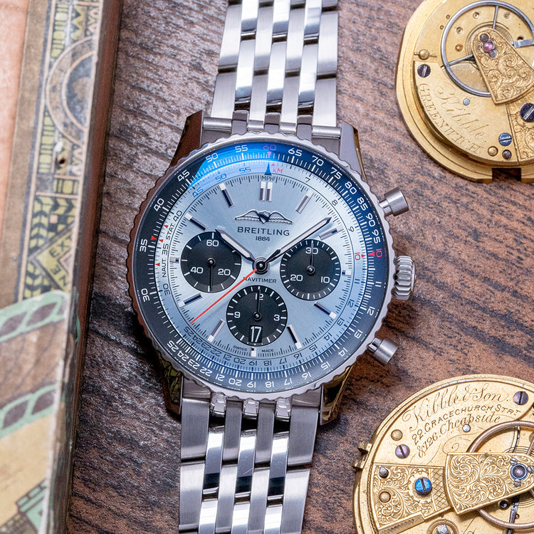 2022 Breitling Navitimer B01 43mm Ice Blue on Bracelet + Strap