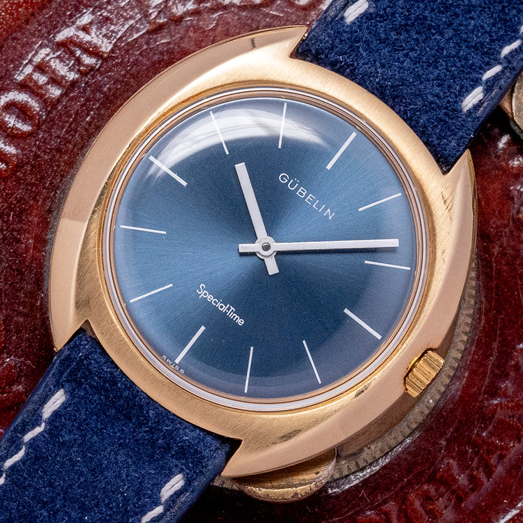 1976 Gübelin 18ct Gold Special-Time Blue Dial 36.5mm