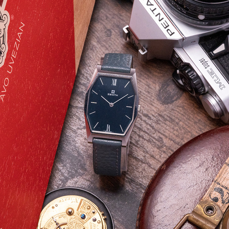 1977 Zenith Manually Wound "Tank" Blue Dial 01.0640.171