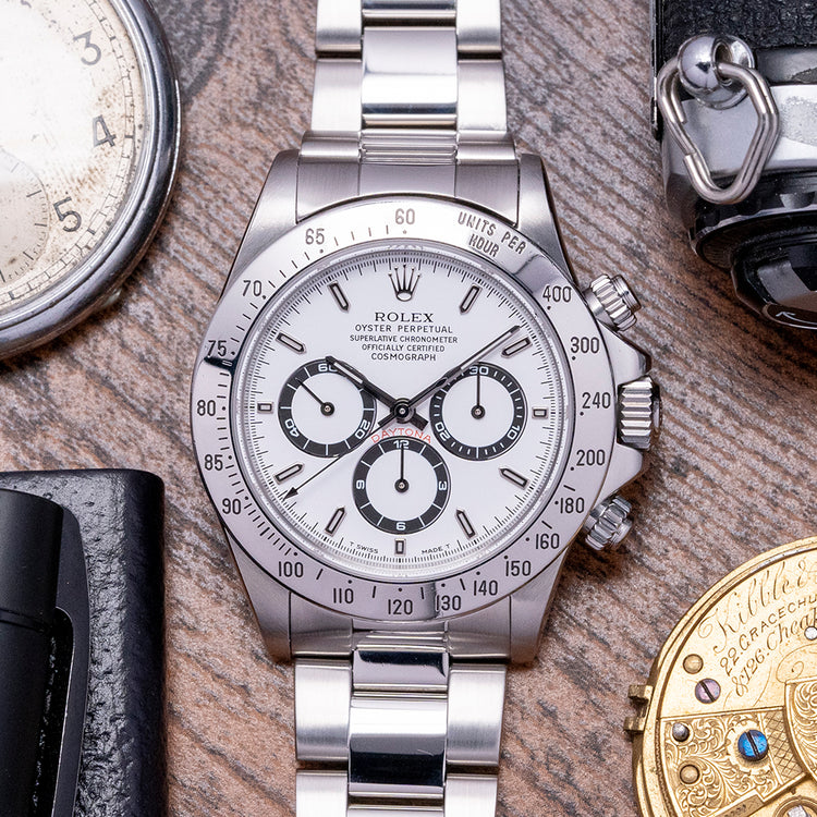 1998 Rolex Zenith Daytona White 40mm 16520 on Bracelet