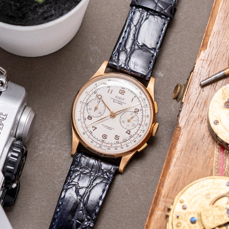 1950s Aidix Chronographe Suisse 18ct Gold Landeron 48 37.5mm
