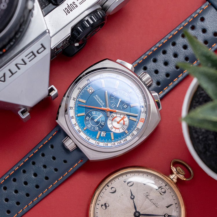 2025 Richurus Bullhead Chrono Quartz Blue on Strap 43.5mm